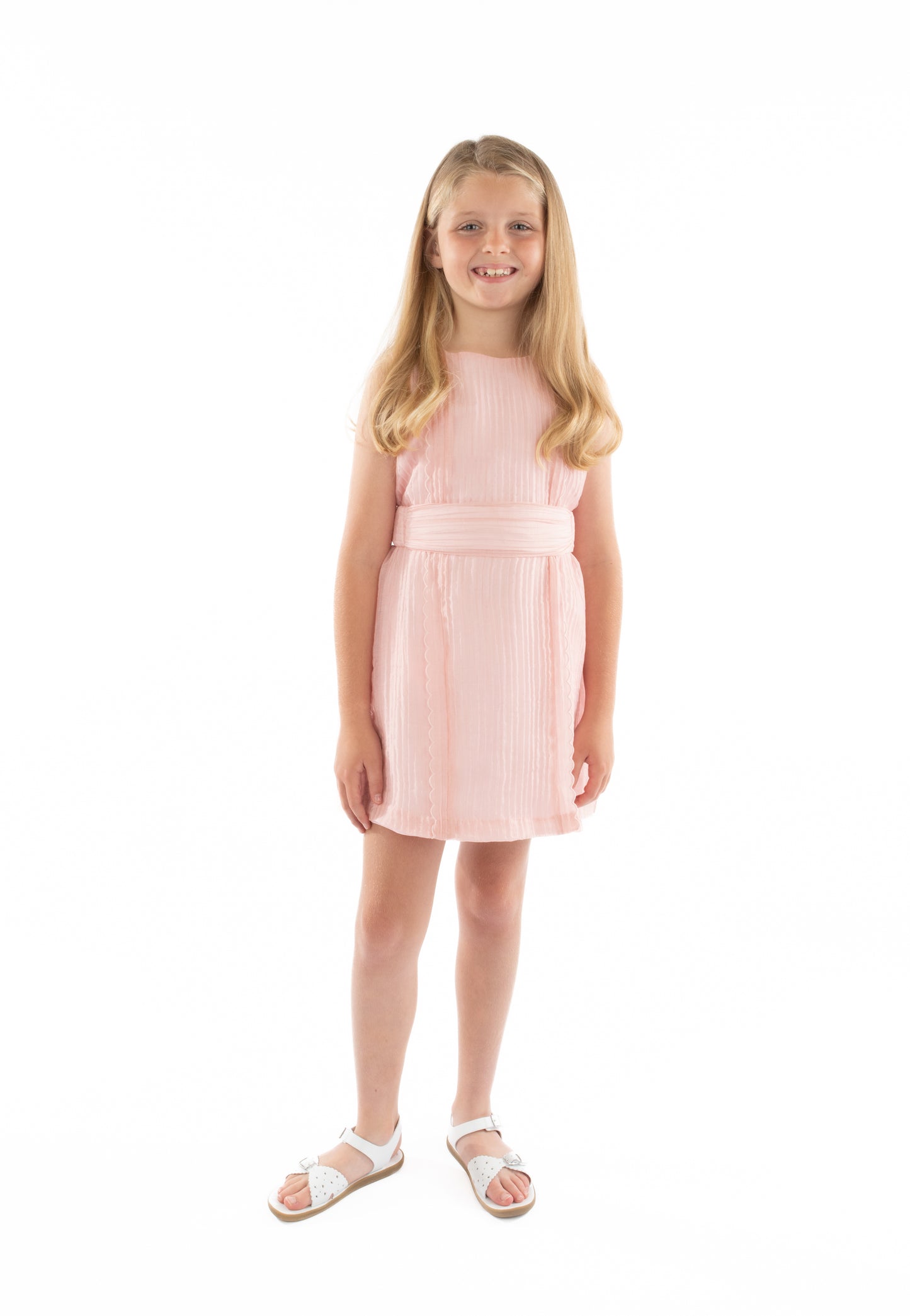Luli & Me Gabby Girls Grace Sleeveless Dress with Belt - Pink by Luli & Me