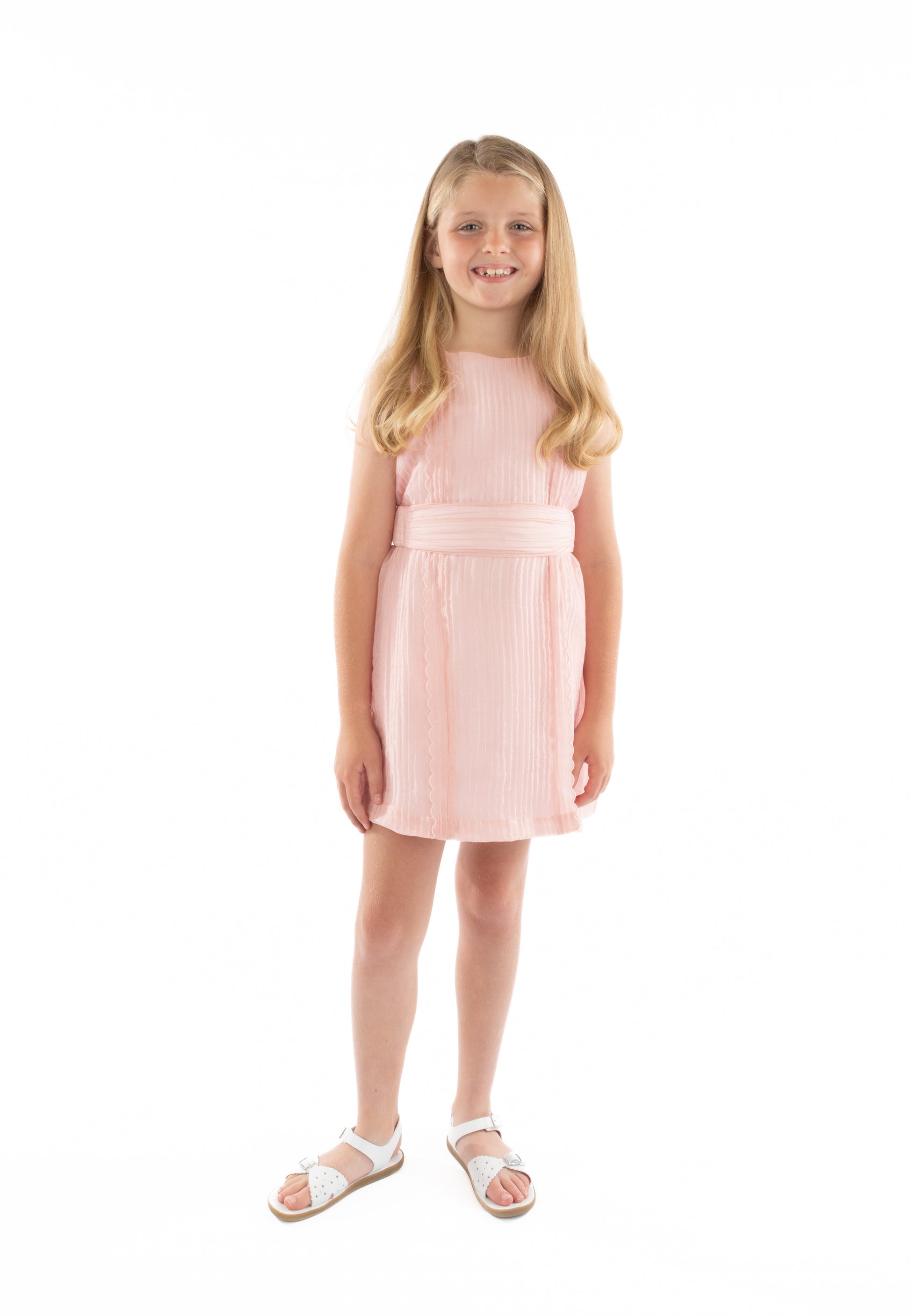 Luli & Me Gabby Girls Grace Sleeveless Dress with Belt - Pink