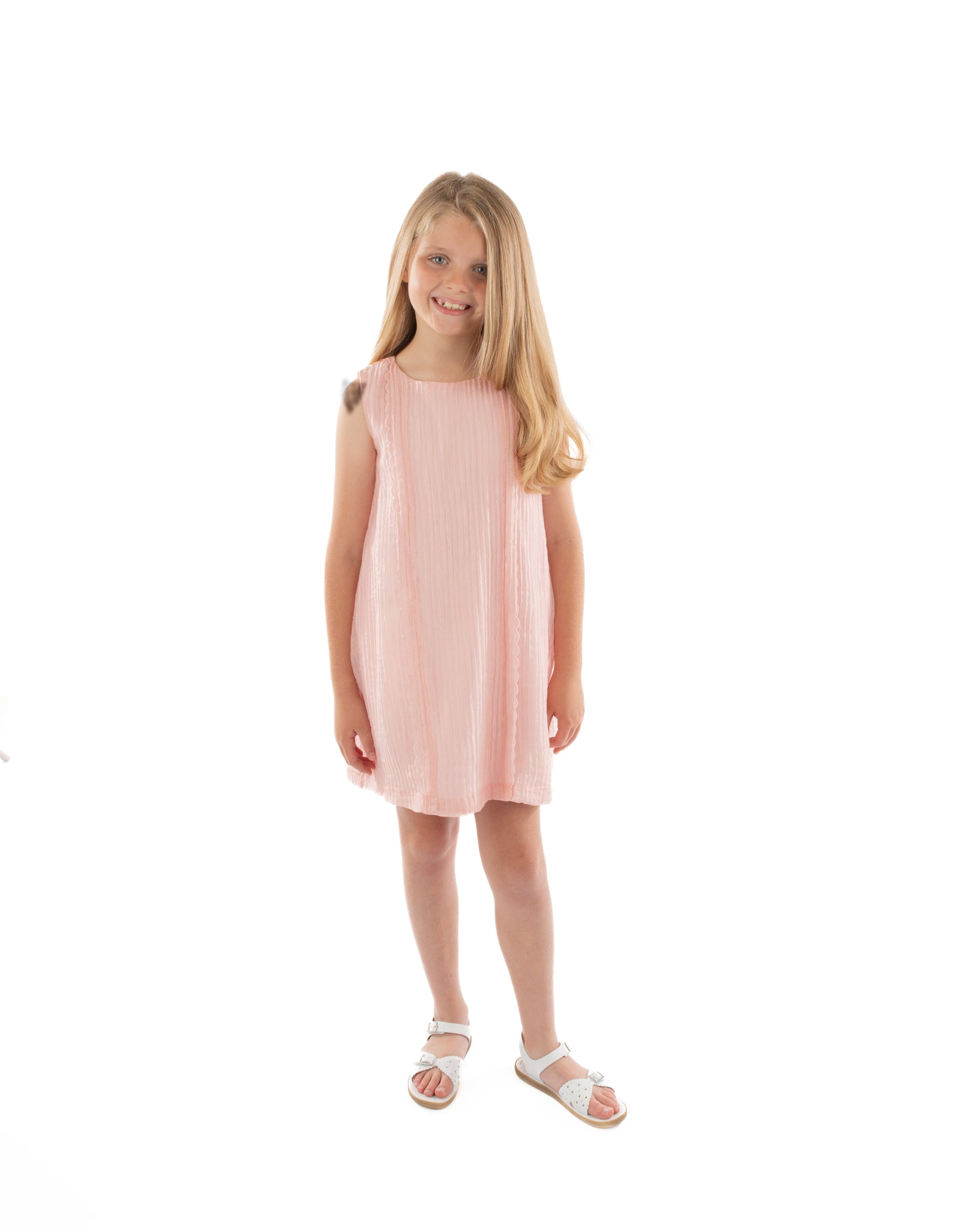 Luli & Me Gabby Girls Grace Sleeveless Dress with Belt - Pink by Luli & Me