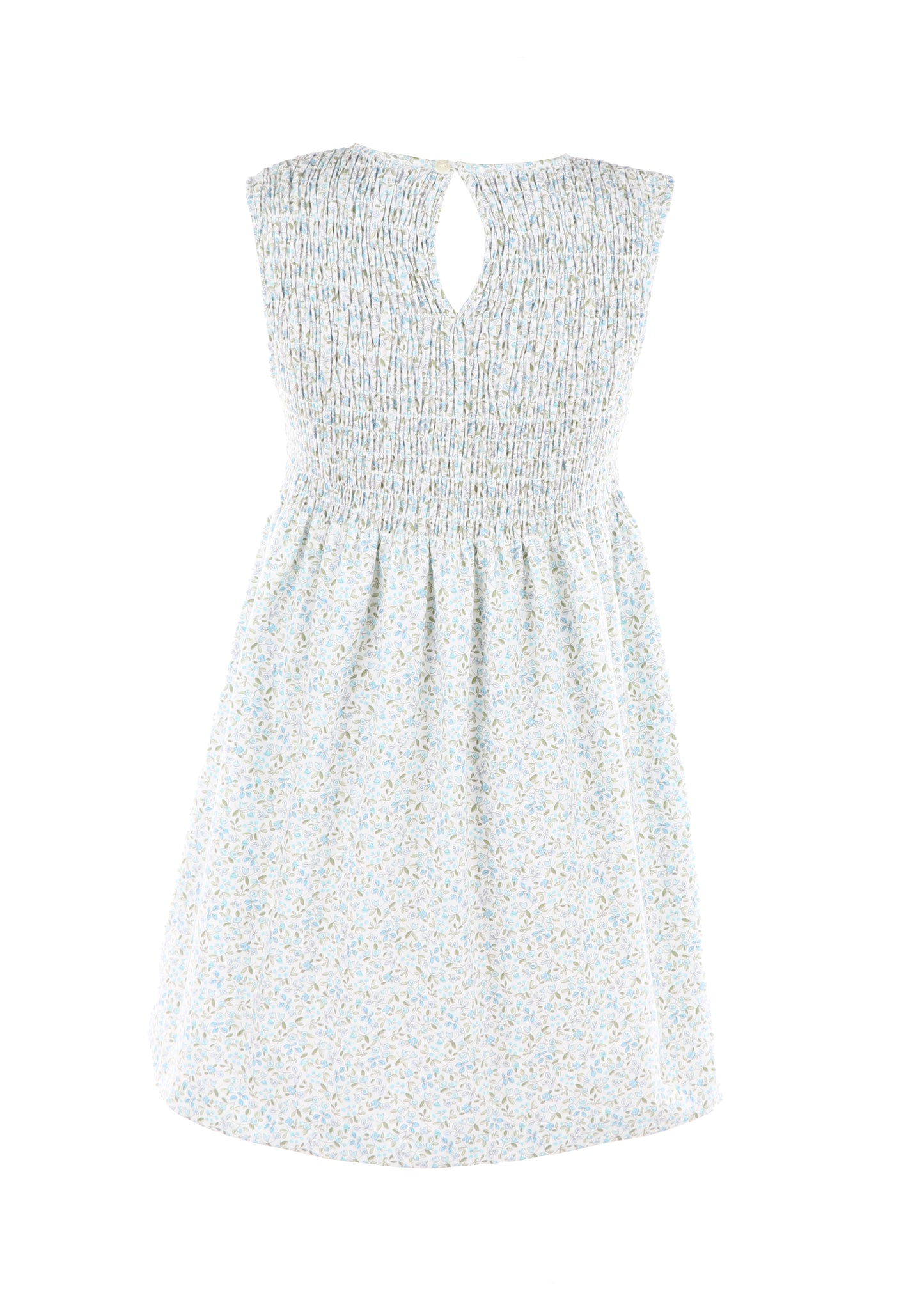 Luli & Me Gabby Girls Sleeveless Smocked Bodice Dress - Floral - Blue by Luli & Me