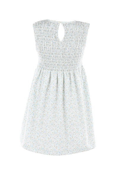 Luli & Me Gabby Girls Sleeveless Smocked Bodice Dress - Floral - Blue by Luli & Me