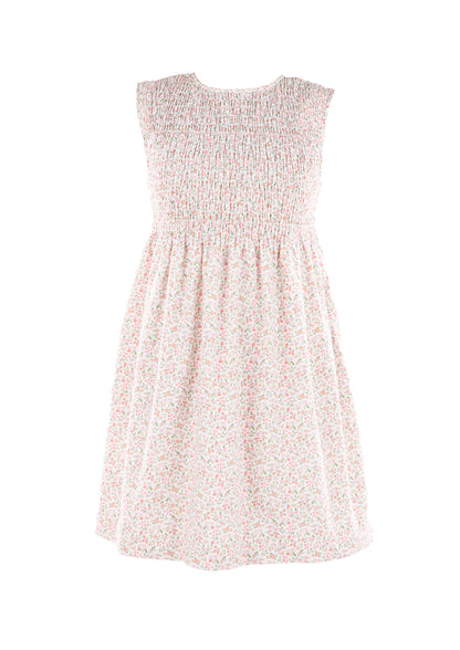 Luli & Me Gabby Girls Sleeveless Smocked Bodice Dress - Floral - Pink by Luli & Me