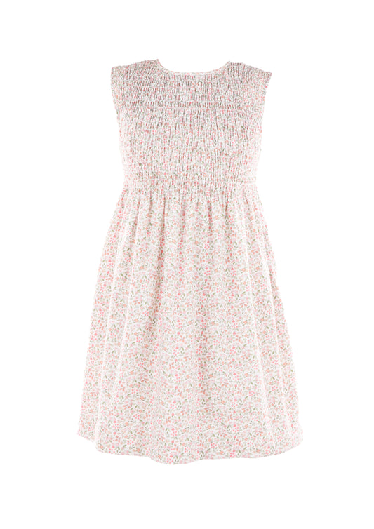 Luli & Me Gabby Girls Sleeveless Smocked Bodice Dress - Floral - Pink by Luli & Me