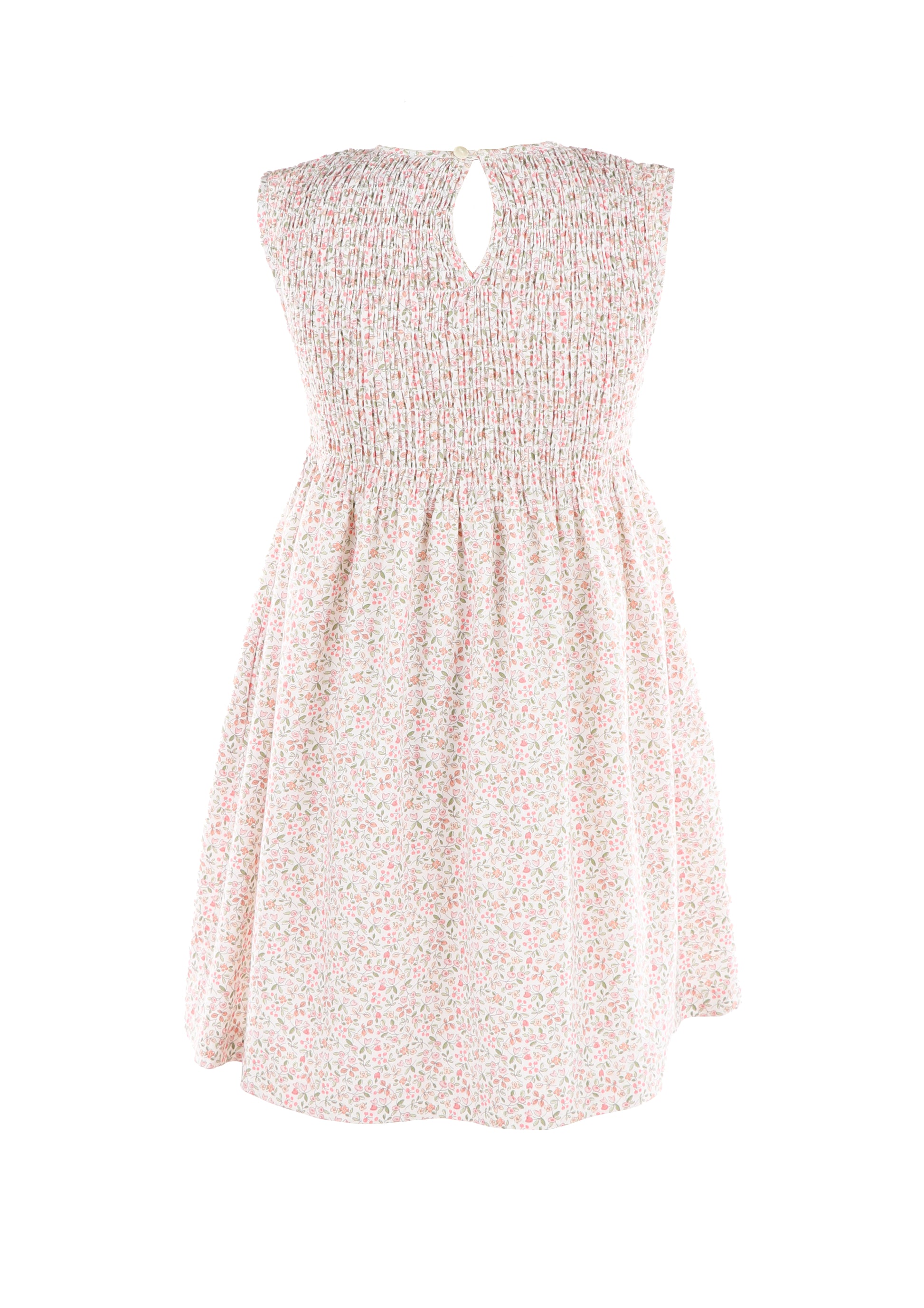 Luli & Me Gabby Girls Sleeveless Smocked Bodice Dress - Floral - Pink