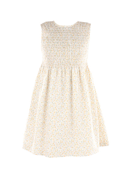 Luli & Me Gabby Girls Sleeveless Smocked Bodice Dress - Floral - Yellow by Luli & Me