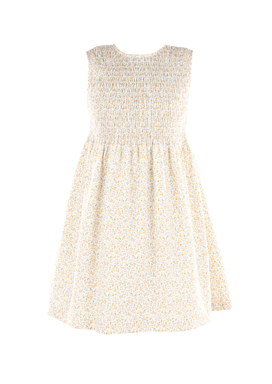 Luli & Me Gabby Girls Sleeveless Smocked Bodice Dress - Floral - Yellow by Luli & Me