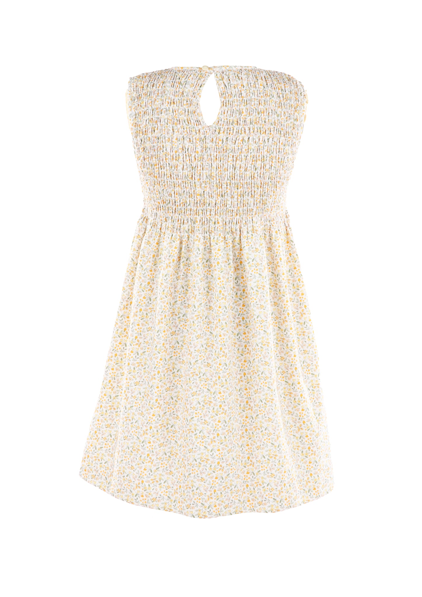 Luli & Me Gabby Girls Sleeveless Smocked Bodice Dress - Floral - Yellow by Luli & Me