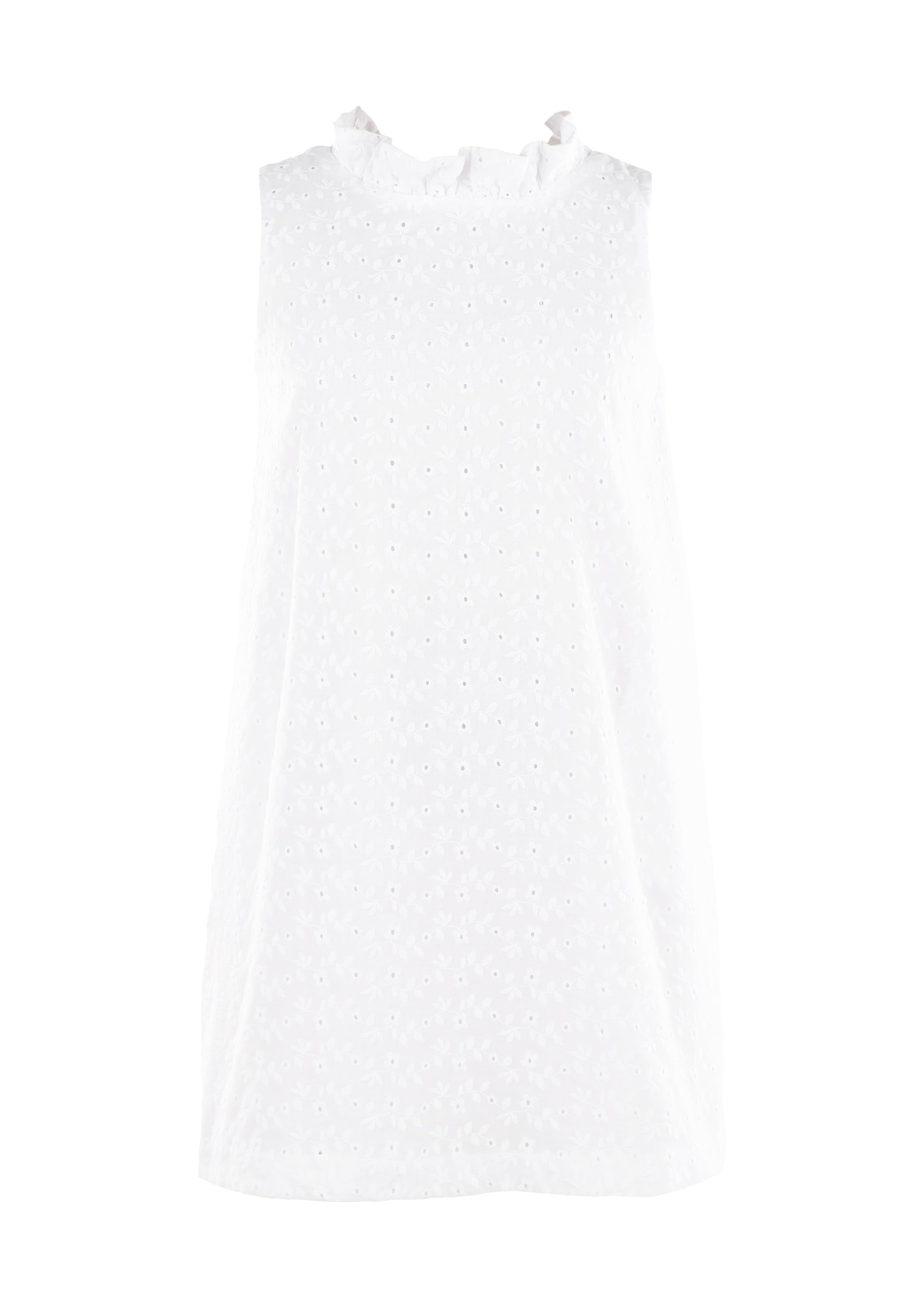 Luli & Me Gabby Girls Blair Dress - Bow in Back - White Eyelet