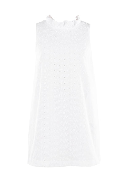 Luli & Me Gabby Girls Blair Dress - Bow in Back - White Eyelet by Luli & Me