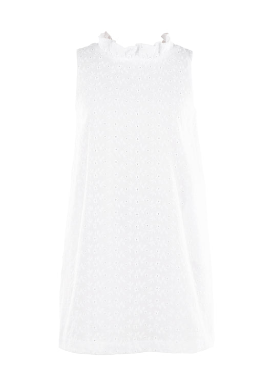 Luli & Me Gabby Girls Blair Dress - Bow in Back - White Eyelet by Luli & Me