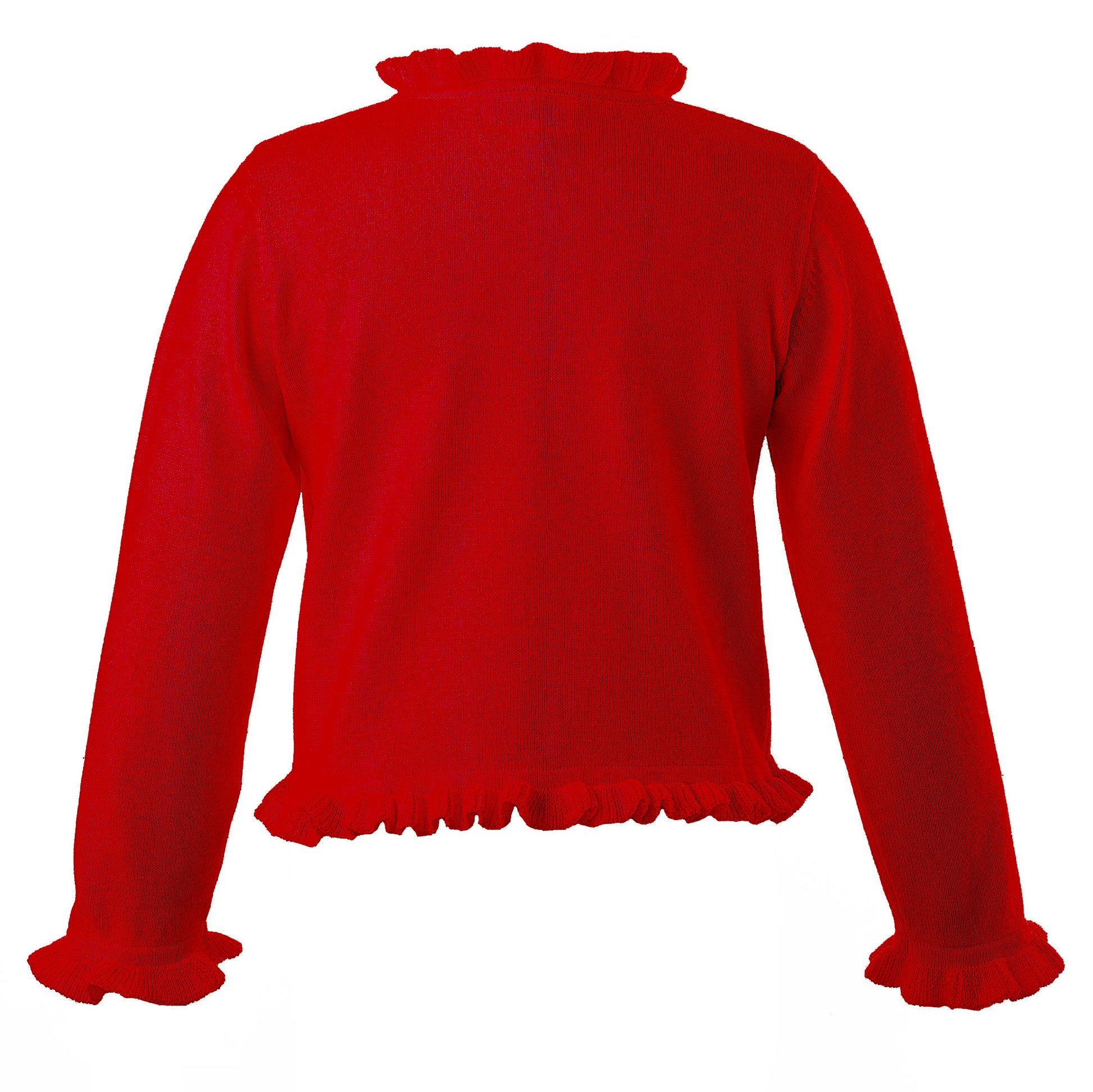 Rachel Riley London Girls Frill Cardigan Sweater - Red
