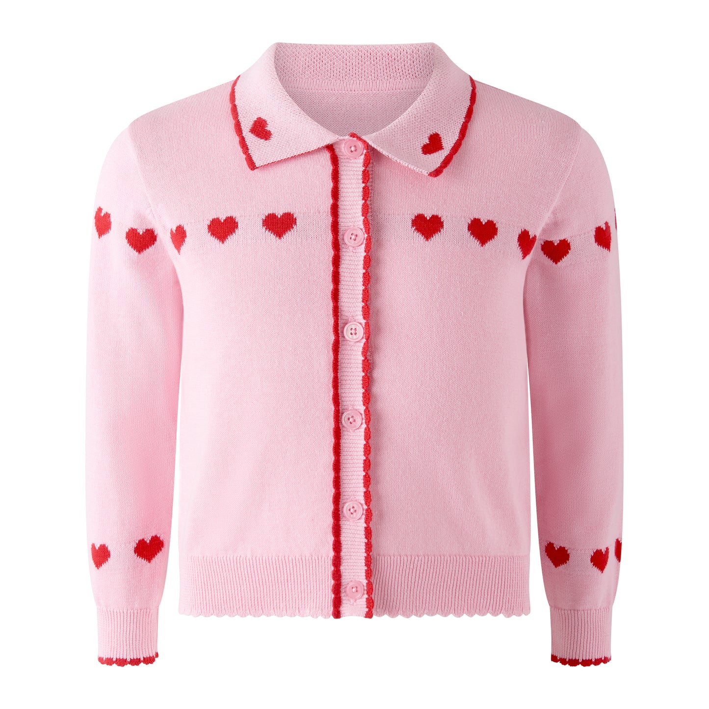 Rachel Riley London Girls Pink Valentine Heart Intarsia Cardigan Sweater by Rachel Riley