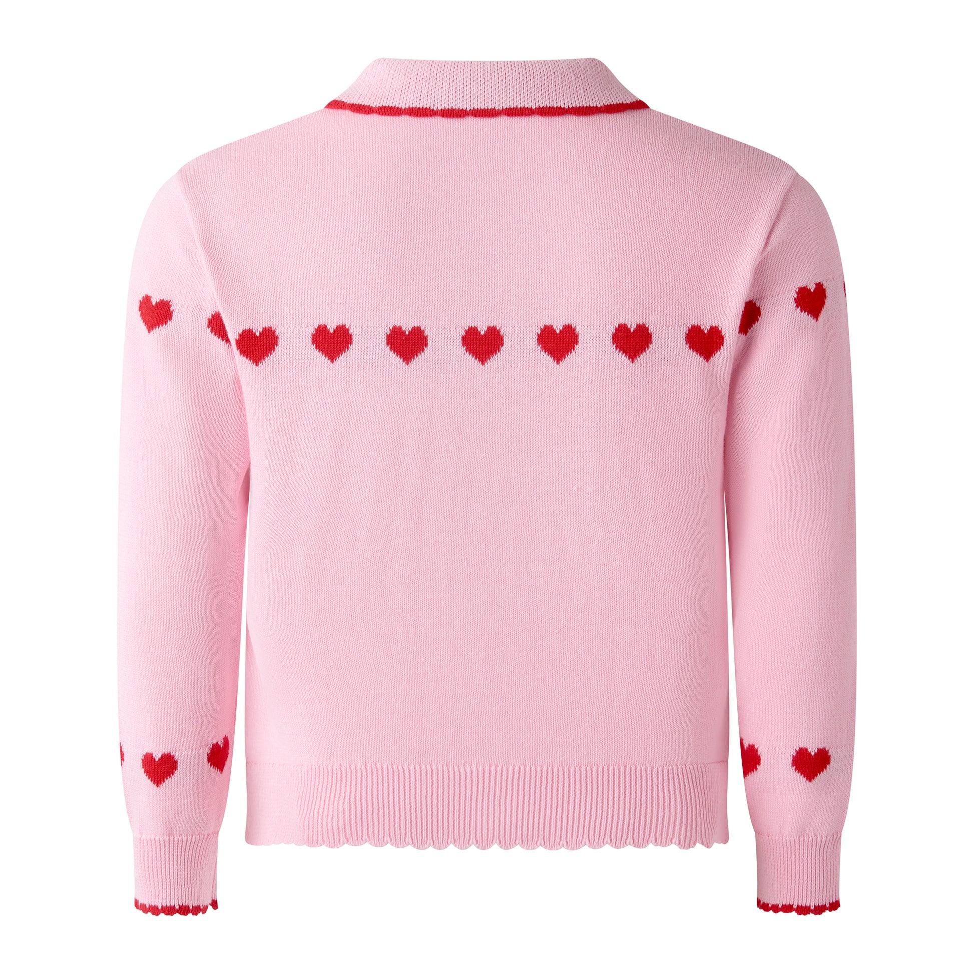 Rachel Riley London Girls Pink Valentine Heart Intarsia Cardigan Sweater