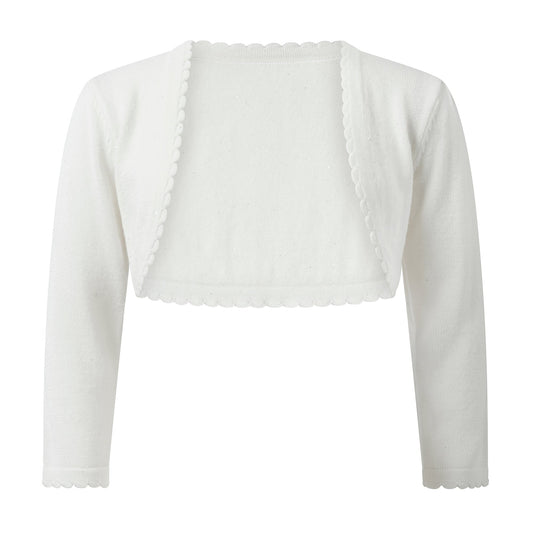 Rachel Riley London Girls Scallop Bolero - Sparkle Ivory by Rachel Riley