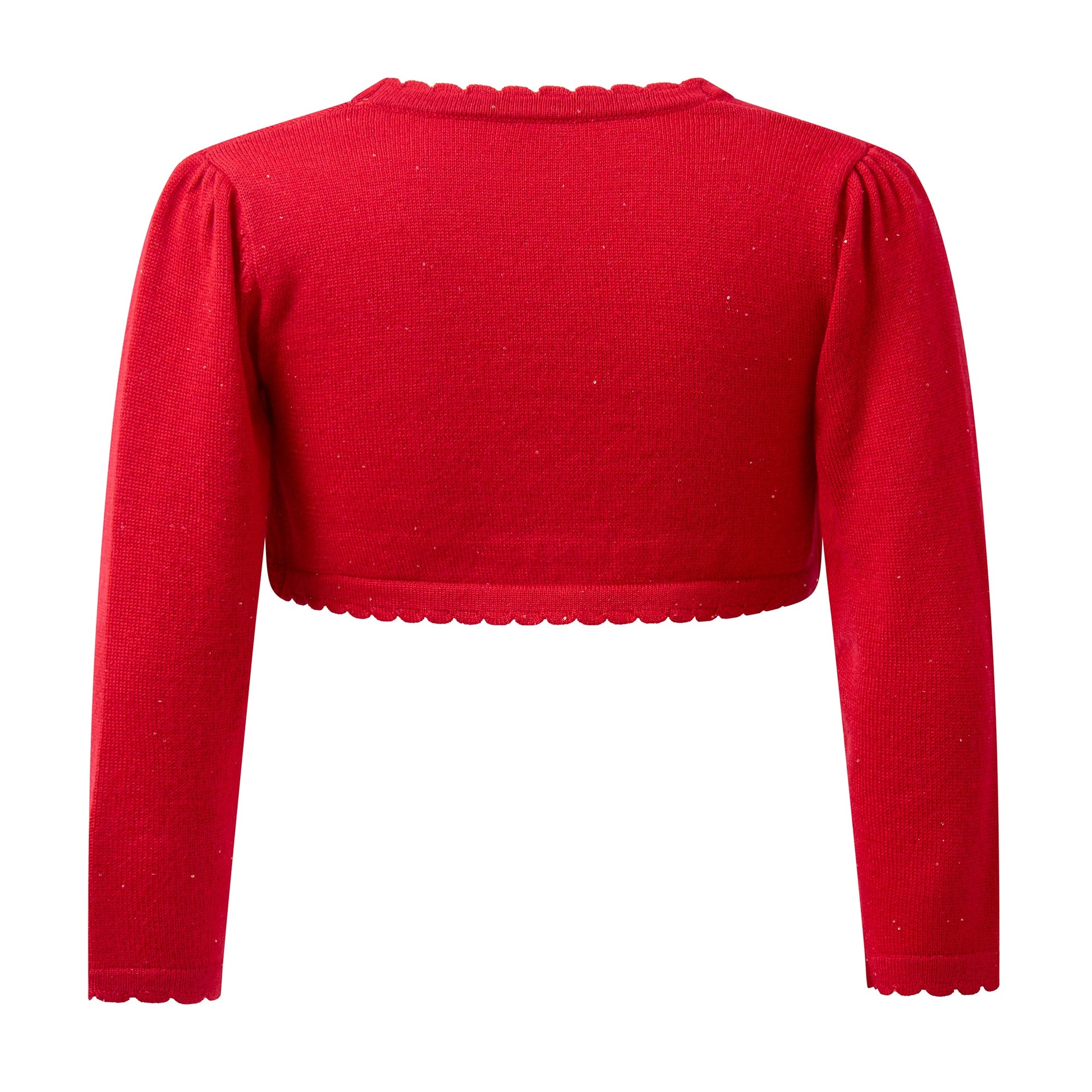 Rachel Riley London Girls Scallop Bolero - Red Sparkle