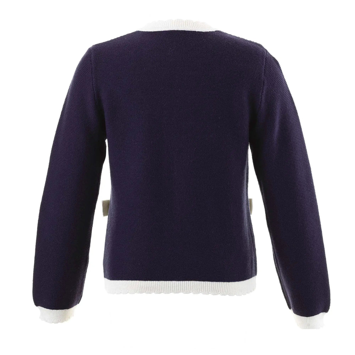 Rachel Riley London Girls Navy Blue Knit Cardigan Sweater with White Bows by Rachel Riley