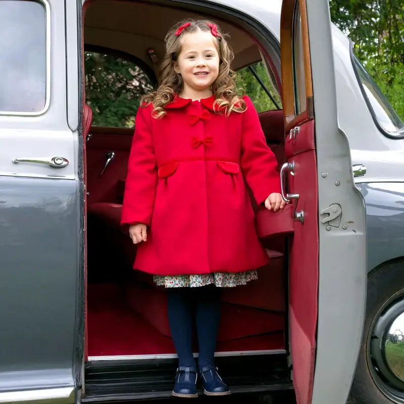 Rachel Riley London Girls Red Bows Dress Coat by Rachel Riley