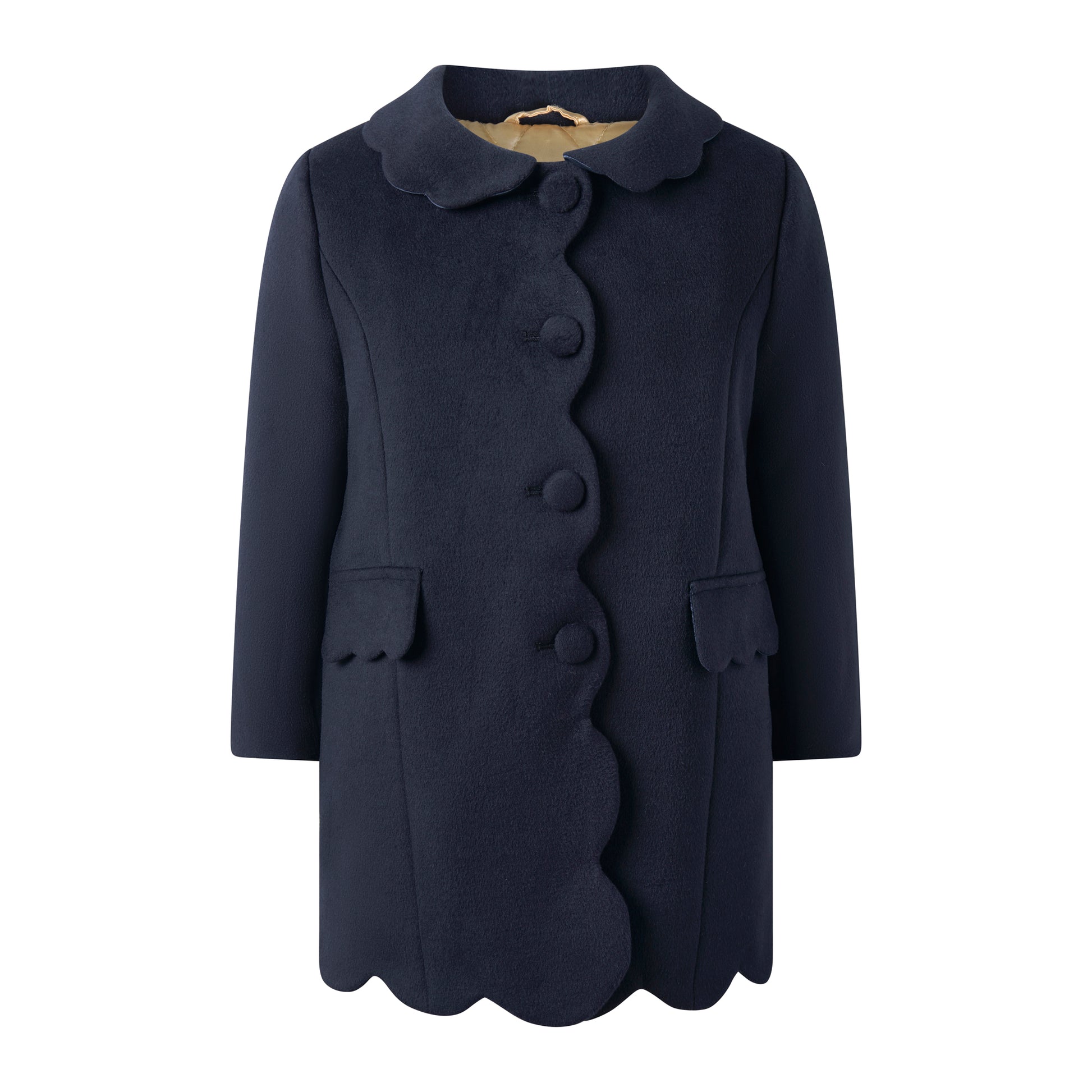 Rachel Riley London Girls Dress Coat - Navy Blue Scallop