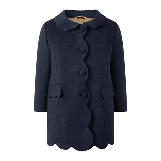 Rachel Riley London Girls Dress Coat - Navy Blue Scallop by Rachel Riley