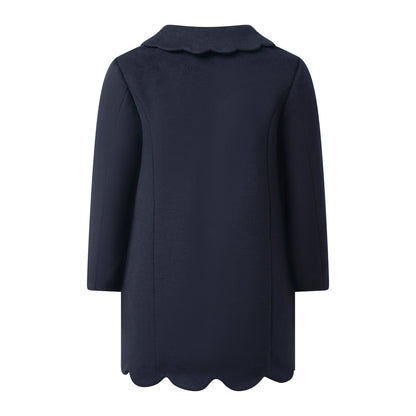 Rachel Riley London Girls Dress Coat - Navy Blue Scallop by Rachel Riley