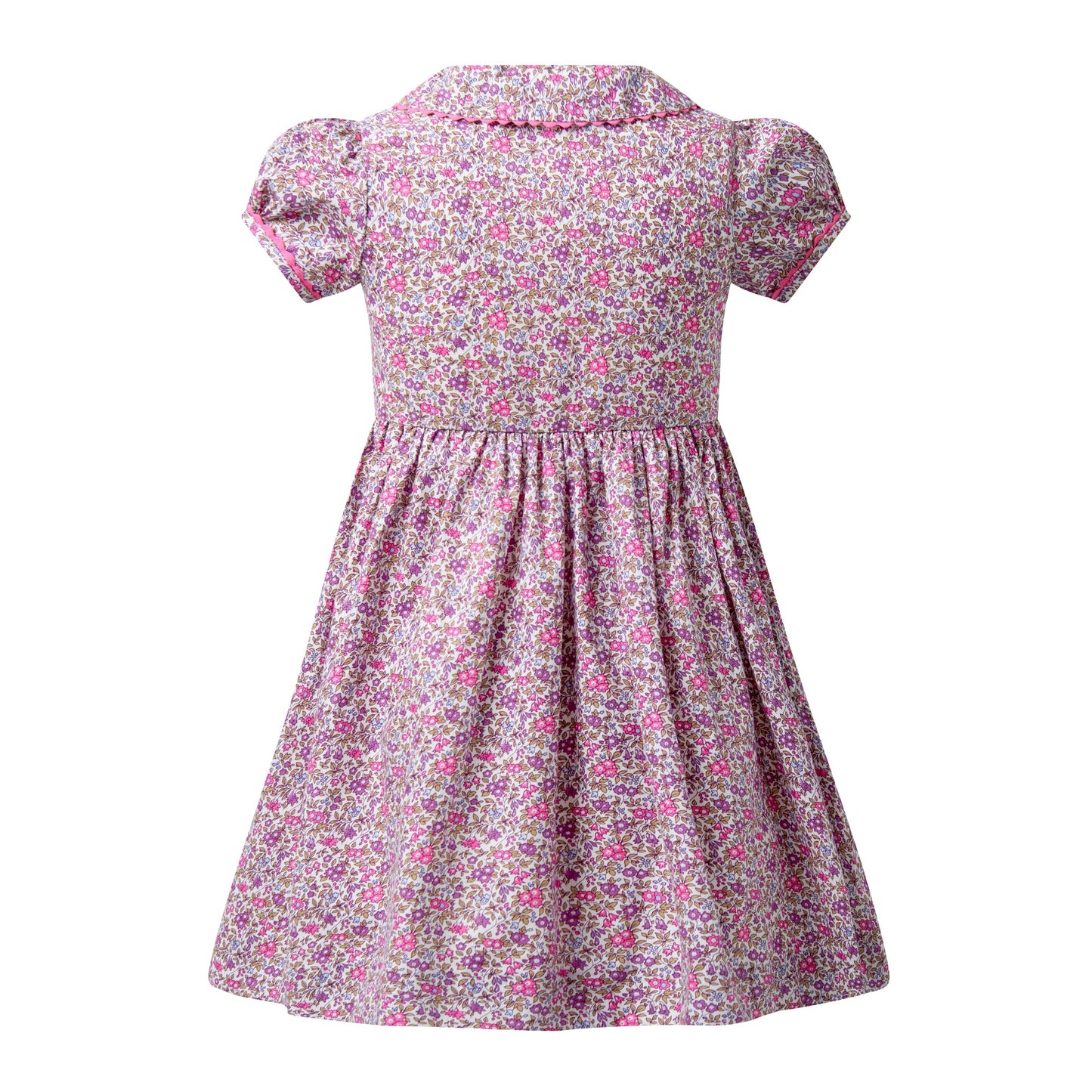 Rachel Riley London Girls Purple Floral Button Front Dress by Rachel Riley