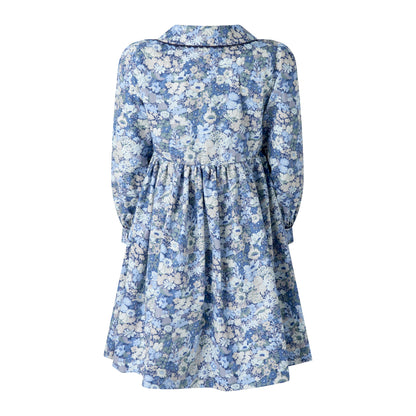 Rachel Riley London Girls Blue Floral Button-Front Dress by Rachel Riley