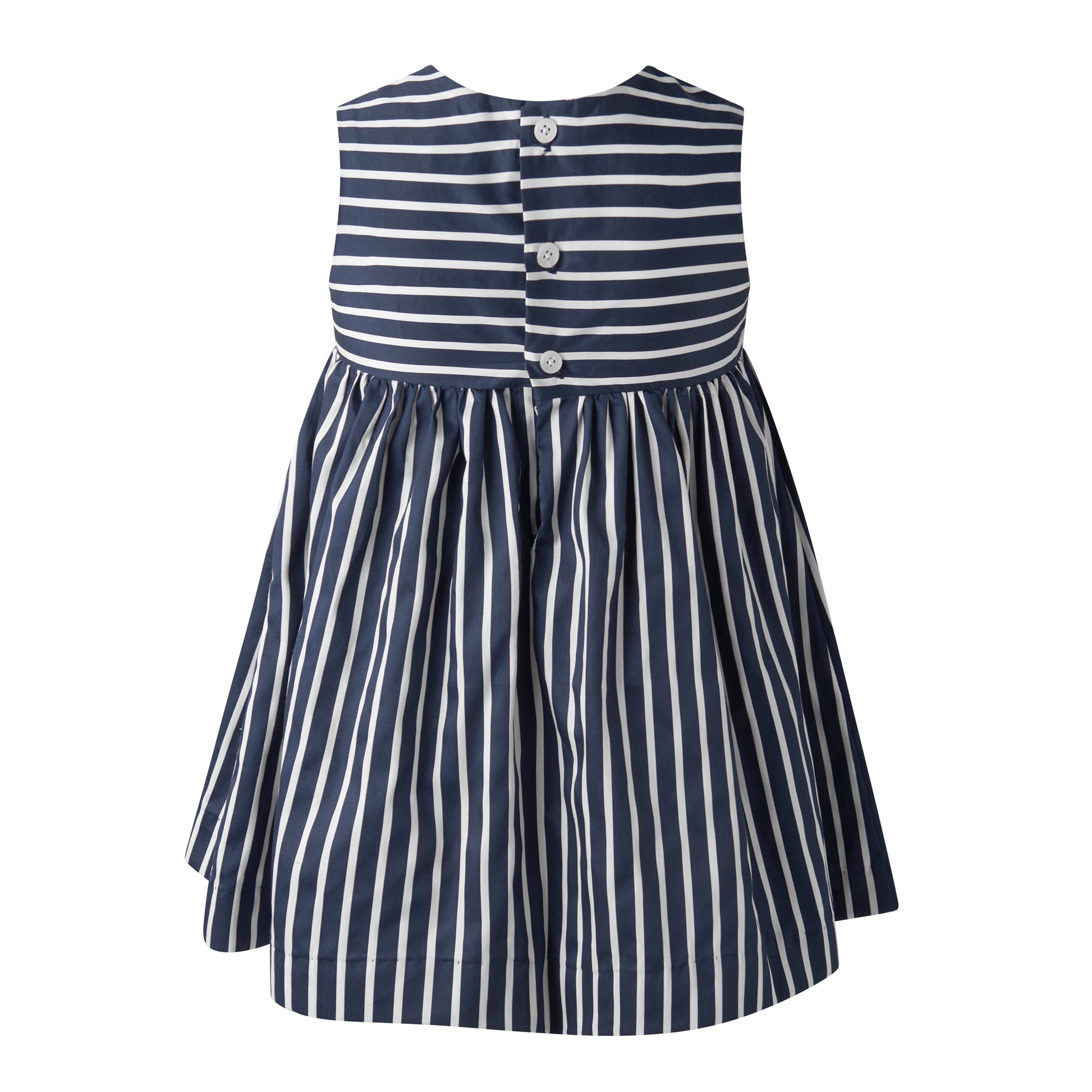 Rachel Riley London Girls Nautical Navy Blue Striped Bow Dress