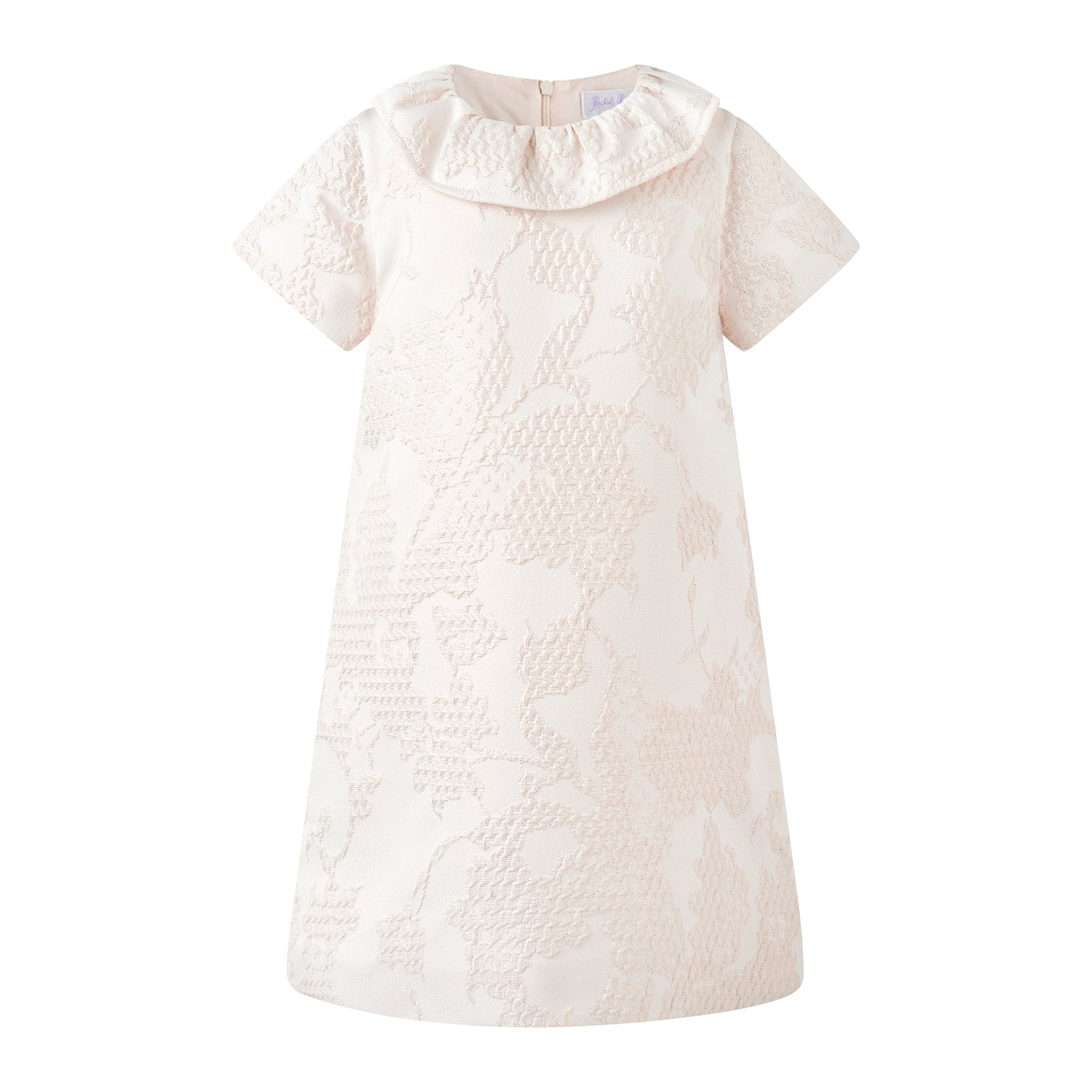 Rachel Riley London Girls Ivory Gold Damask Shift Holiday Party Dress