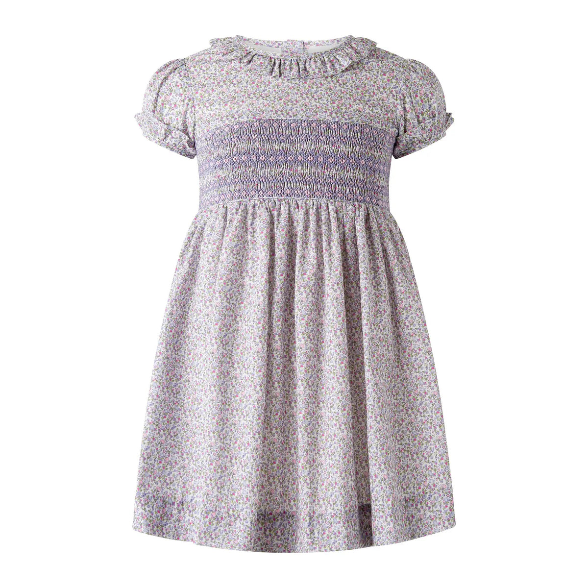 Rachel Riley London Girls Lavender Frill Collar Smocked Bodice Dress by Rachel Riley