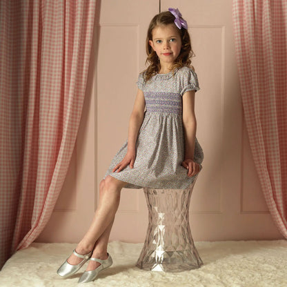 Rachel Riley London Girls Lavender Frill Collar Smocked Bodice Dress by Rachel Riley