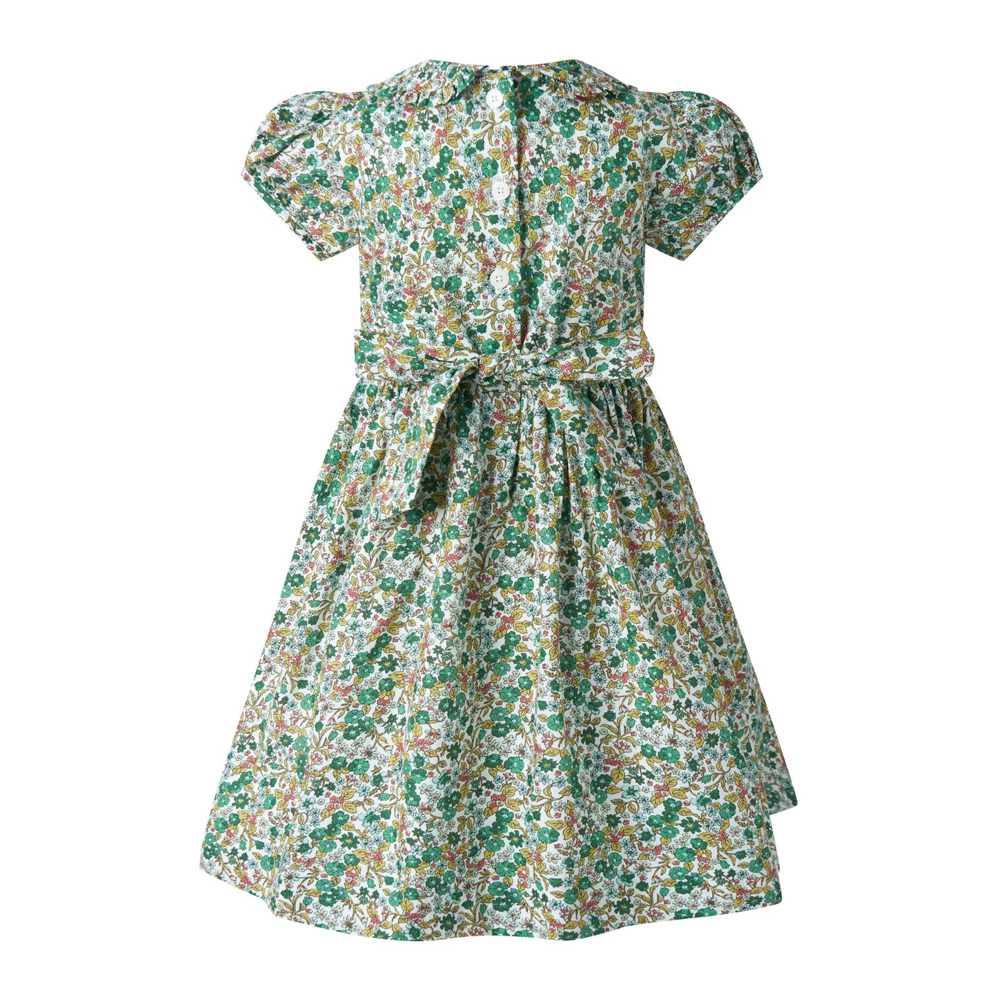 Rachel Riley London Girls Green Autumn Botanical Frill Front Dress by Rachel Riley
