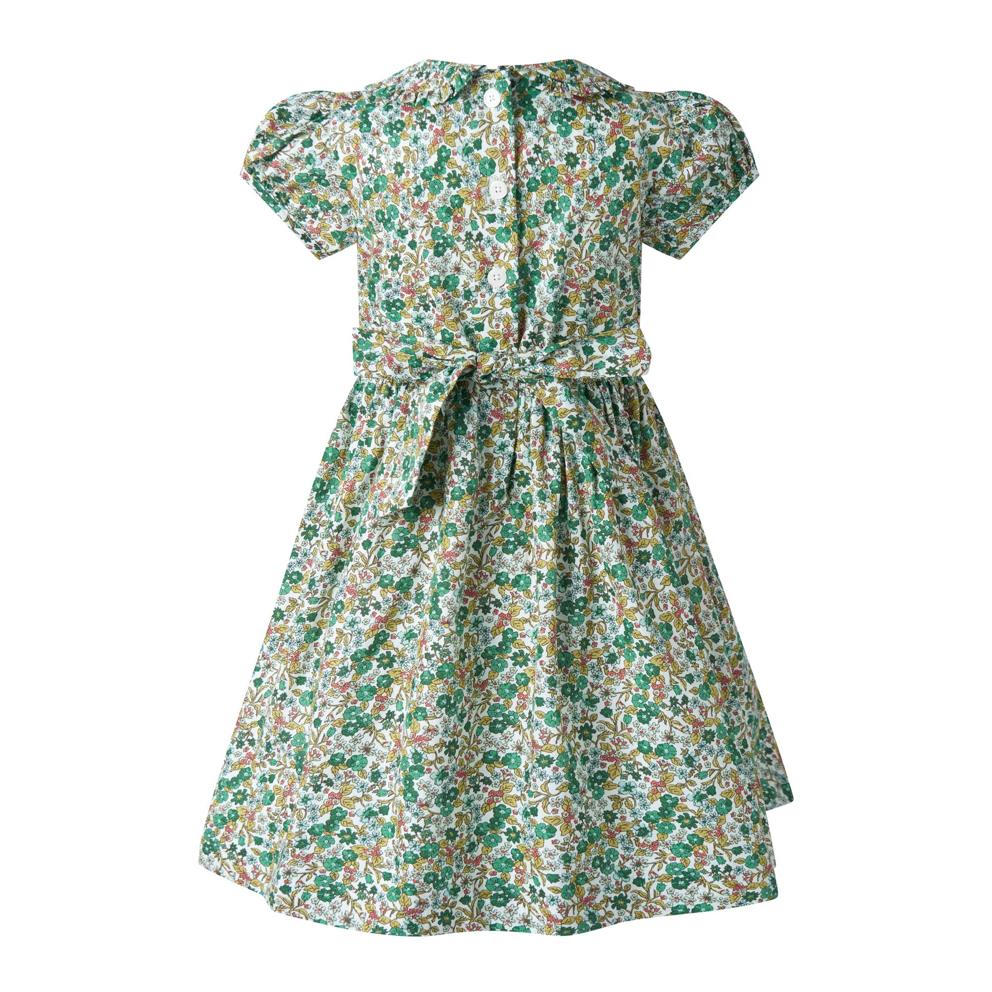 Rachel Riley London Girls Green Autumn Botanical Frill Front Dress