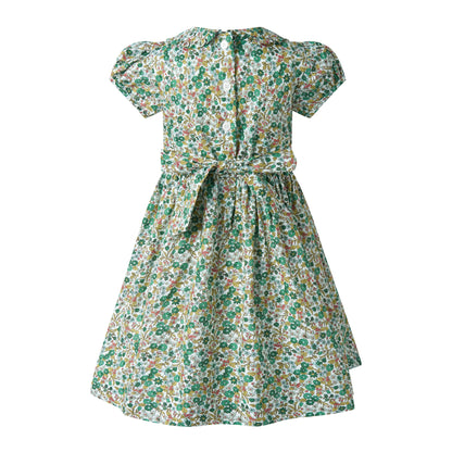 Rachel Riley London Girls Green Autumn Botanical Frill Front Dress 6Y