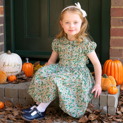 rachel riley green dress Rachel Riley Girls Tartan Bow Velvet Dress in Green 3 Yrs main image 1