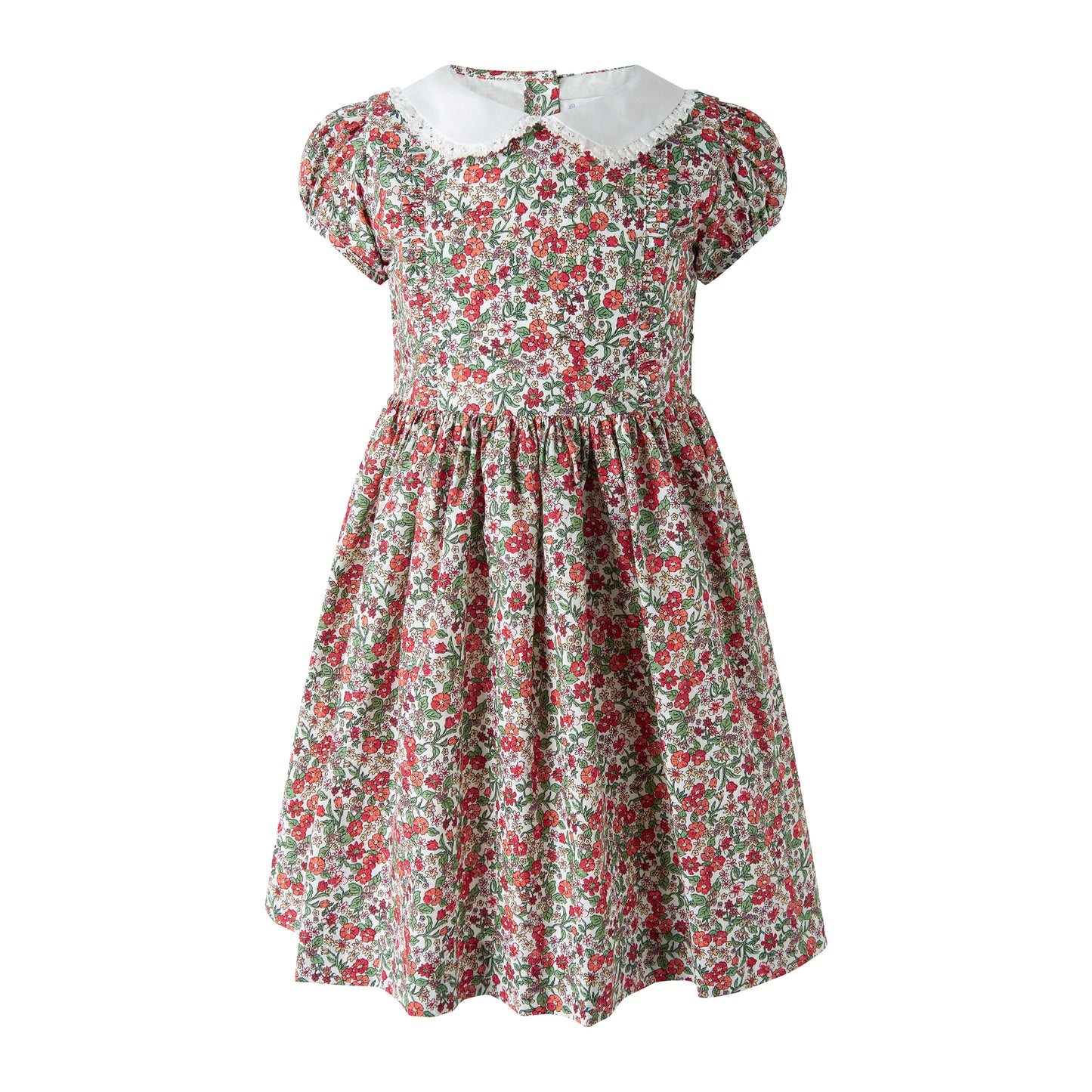 Rachel Riley London Girls Autumn Botanical Floral Frill Front Dress with Collar by Rachel Riley