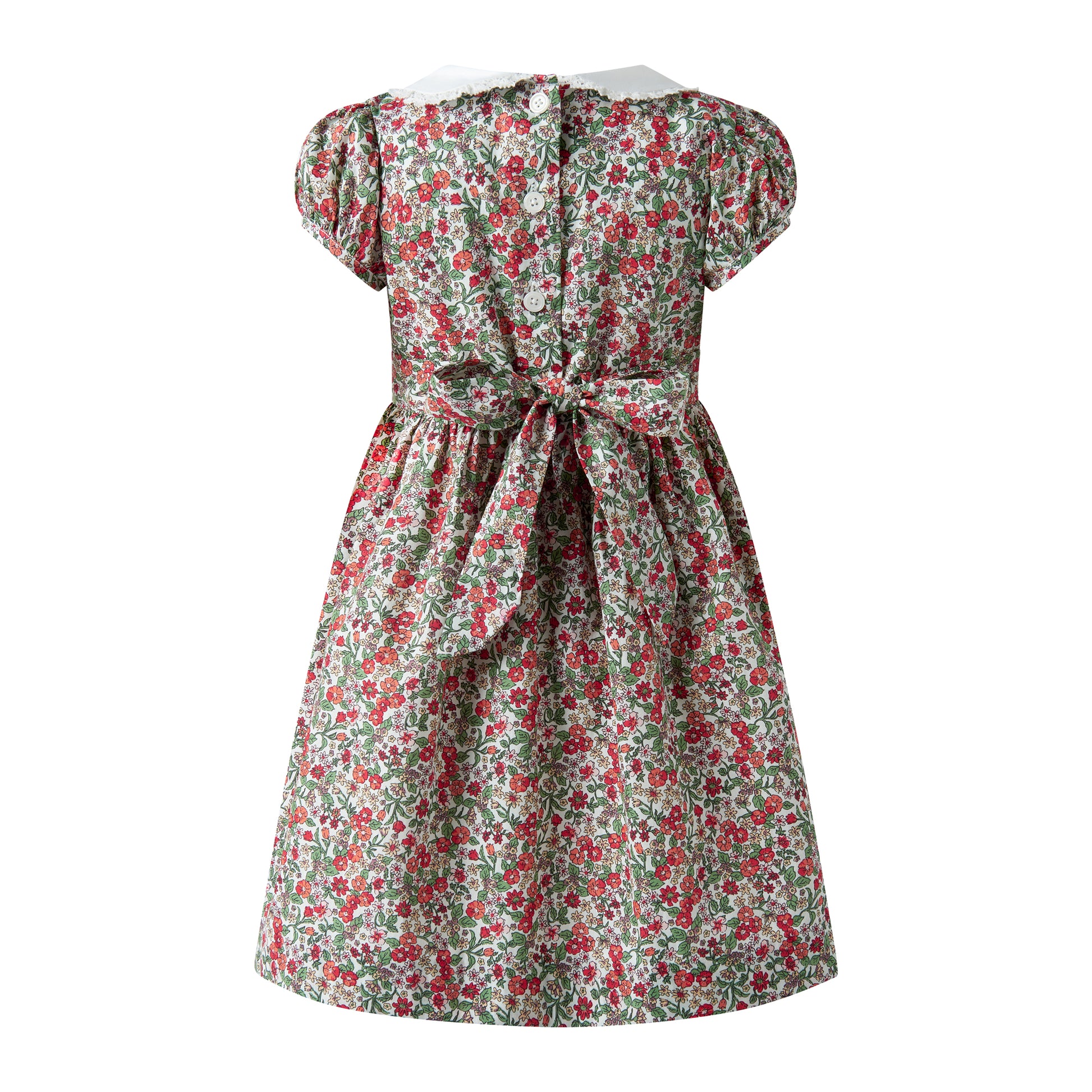 Rachel Riley London Girls Autumn Botanical Floral Frill Front Dress with Collar