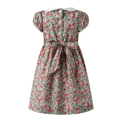 Rachel Riley London Girls Autumn Botanical Floral Frill Front Dress with Collar by Rachel Riley