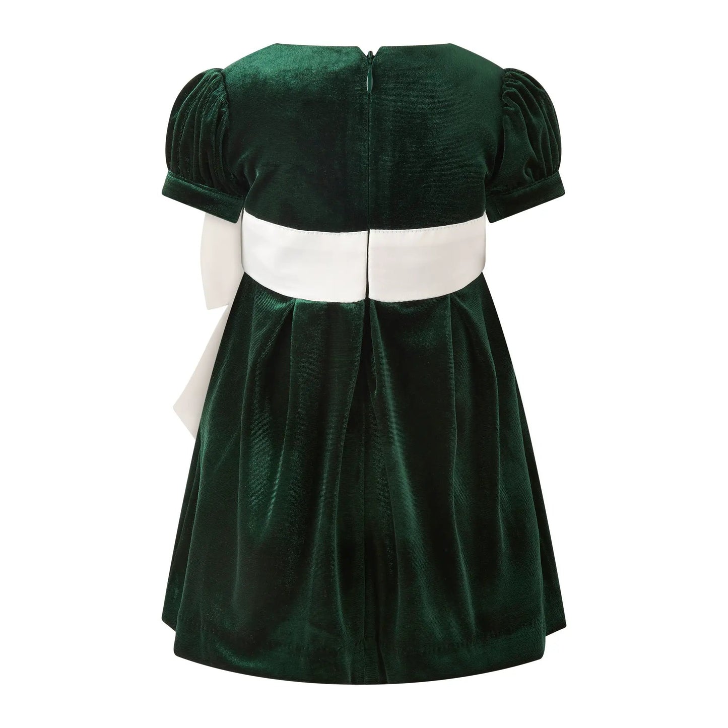Rachel Riley London Girls Green Velvet Holiday Party Dress - Ivory Sash by Rachel Riley