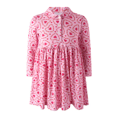 Rachel Riley London Girls Pink Floral Valentine Heart Jersey Dress by Rachel Riley