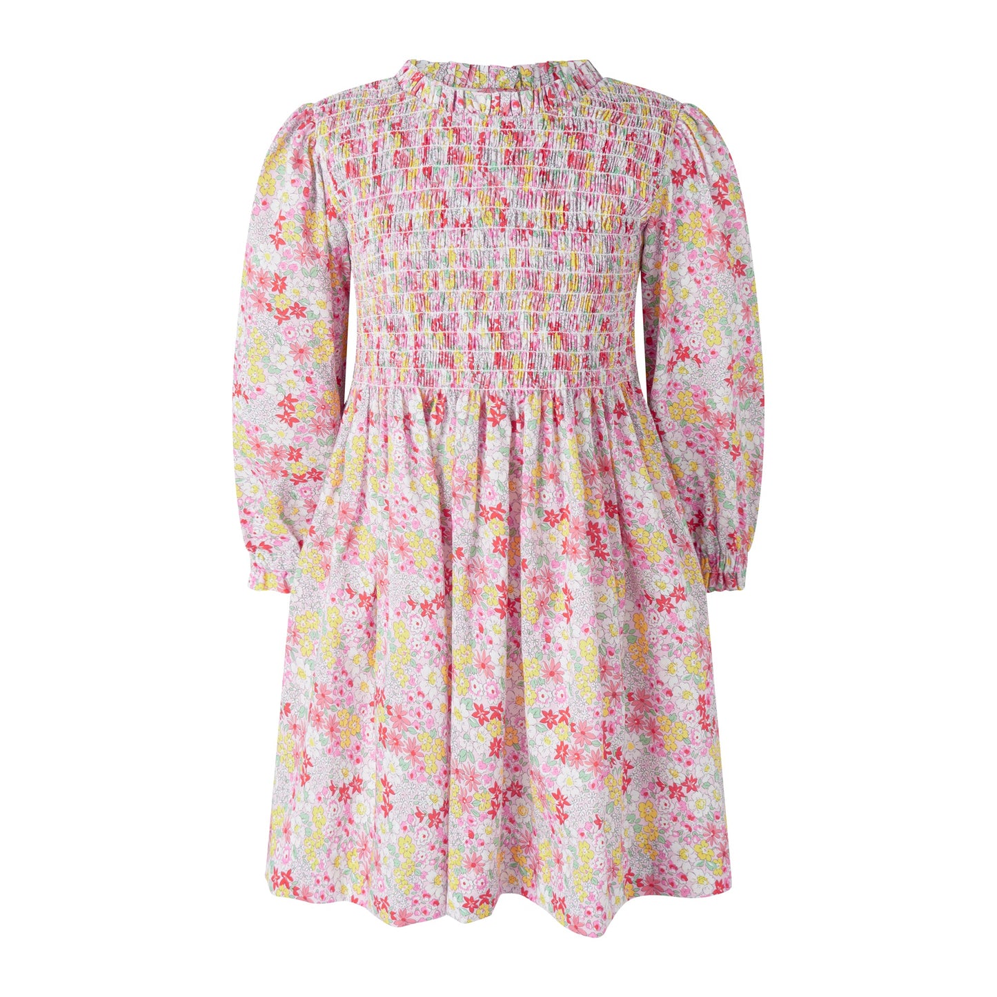 Rachel Riley London Girls Pink Ditsy Garden Floral Ruched Dress by Rachel Riley