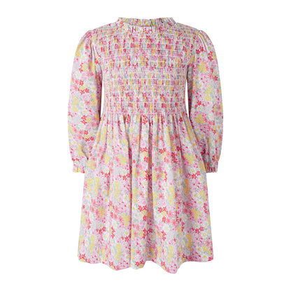 Rachel Riley London Girls Pink Ditsy Garden Floral Ruched Dress by Rachel Riley