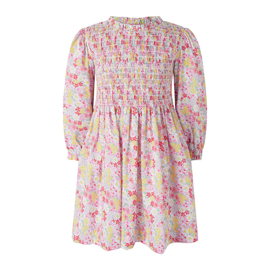 Rachel Riley London Girls Pink Ditsy Garden Floral Ruched Dress by Rachel Riley