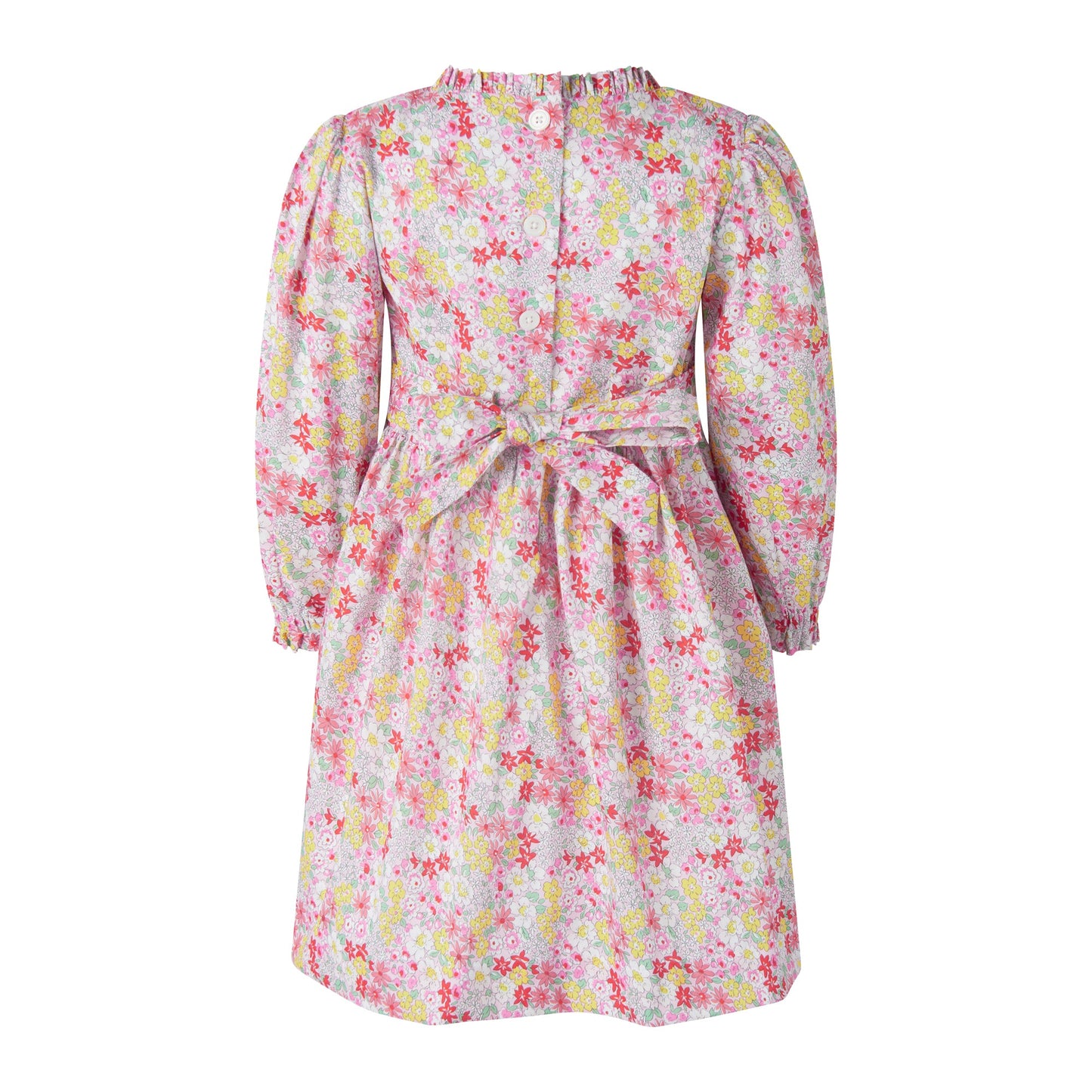 Rachel Riley London Girls Pink Ditsy Garden Floral Ruched Dress by Rachel Riley