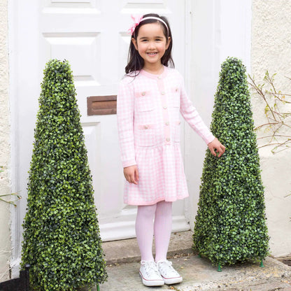 Rachel Riley London Girls Pink Houndstooth Knit Dress by Rachel Riley