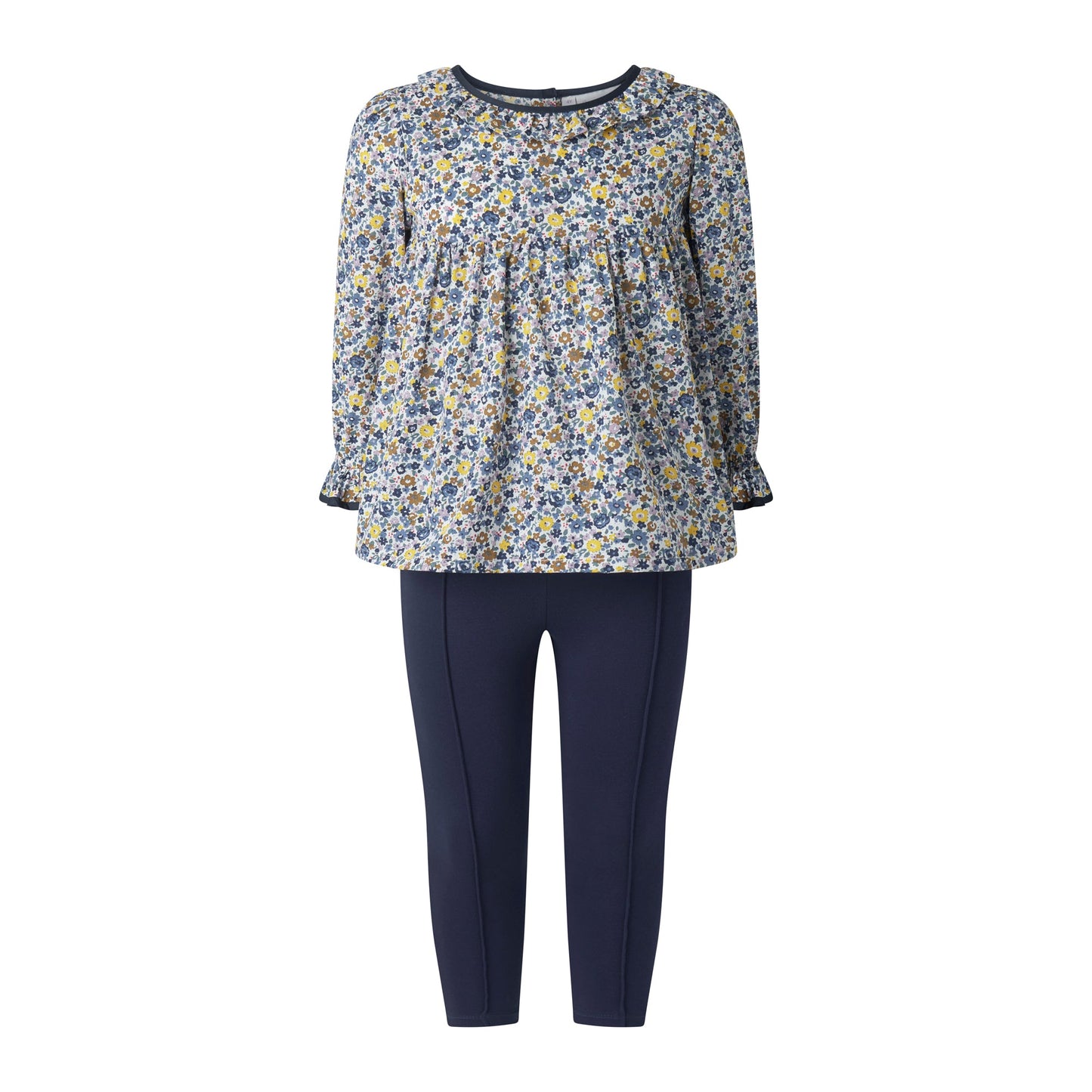 Rachel Riley London Girls Navy Blue Floral Blouse and Leggings Set by Rachel Riley