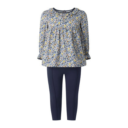 Rachel Riley London Girls Navy Blue Floral Blouse and Leggings Set by Rachel Riley