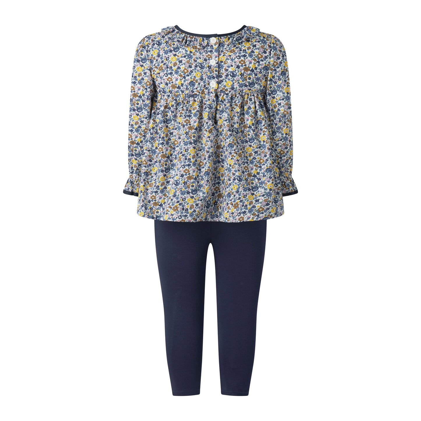 Rachel Riley London Girls Navy Blue Floral Blouse and Leggings Set by Rachel Riley