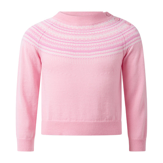 Rachel Riley London Girls Pink Fairisle Sweater by Rachel Riley