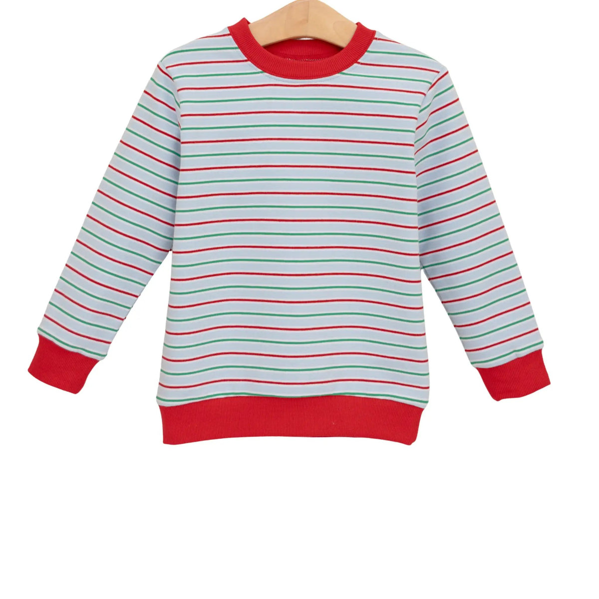 Trotter Street Kids Boys Blue French Terry Pullover - Merry & Bright Stripe by Trotter Street Kids