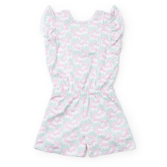 Lila & Hayes Girls Rae Romper - Poolside Palms by Lila & Hayes